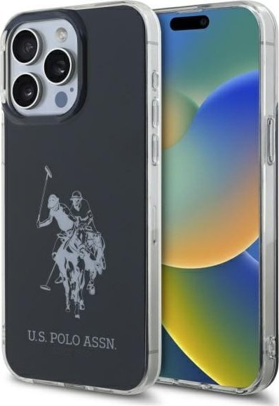 Mbulesë telefoni US Polo Assn Shiny Big Logo për iPhone 15 Pro Max 6.7", e zezë