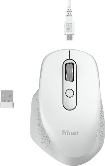 Maus Trust Ozaa, wireless, USB, i bardhë