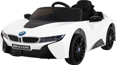 Makina elektrike për fëmijë BMW i8 Coupe, 12V, me telekomandë, e bardhë