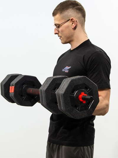 Set hantelash EB Fit Bituminous 1039206, 2 x 10 kg, bituminoz, i zi