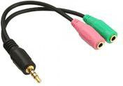 Kabllo audio MicroConnect Jack 3.5mm në 2x Jack 3.5mm, 0.15m, e zezë