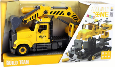 Lodër kamion vinç Leantoys Assembly One, me kaçavidë për montim, ngjyrë e verdhë