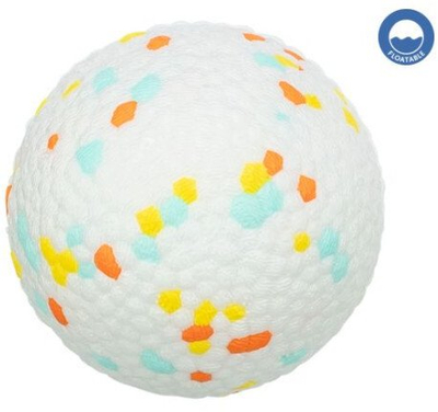Top lodër për qen Trixie Light Strong Bouncy Ball, 7.5 cm, që rri sipër ujit, i bardhë me shumë ngjyra