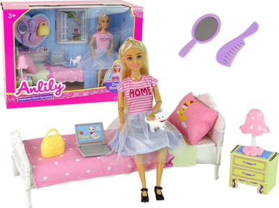 Set lodrash Anlily Bedroom, kukull me dhomë gjumi, aksesorë, shumëngjyrësh