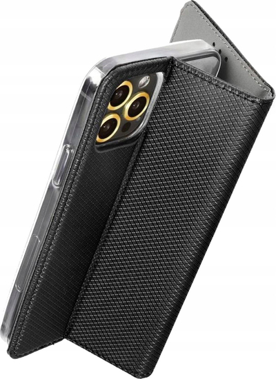 Kapak libër Smart Case për iPhone 13 Mini, me magnet, me xhep për karta, ngjyrë e zezë