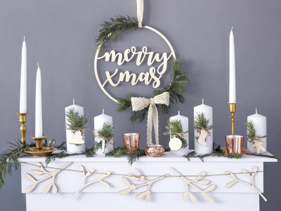 Garlandë druri për zbukurim Wooden Garland Mistletoe, 127 cm, krem bezhë