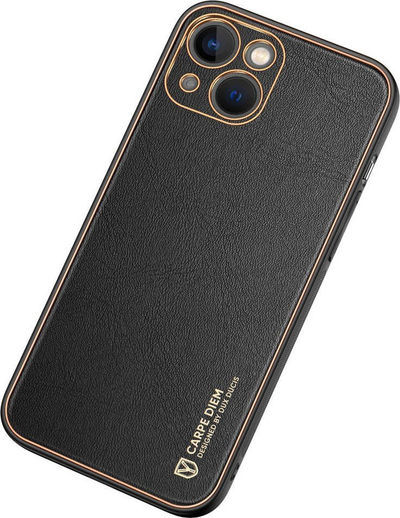 Kuti mbrojtse Dux Ducis Yolo për iPhone 14 Plus, lëkurë eko, rri me karikim wireless, e zezë