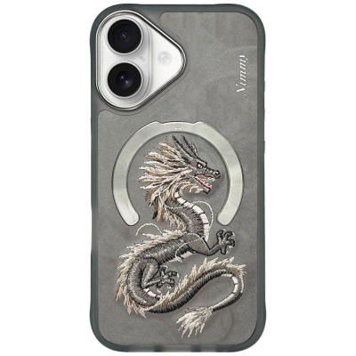Kapak telefoni Nimmy Dragon MagSafe për iPhone 16, me magnet, gri
