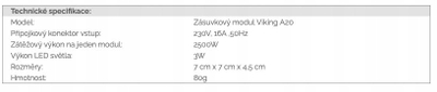 Modul ndriçimi Viking A20, LED 3W, sensor lëvizjeje, i zi