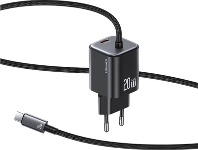 Полнач USB Usams JC Series CC261, 20W GaN, 2x USB C, црн