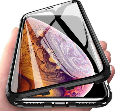 Kllëf magnetik Wozinsky Full Magnetic Case për Samsung Galaxy A72 4G, mbrojtje 360°, xham i fut brenda, zi transparent