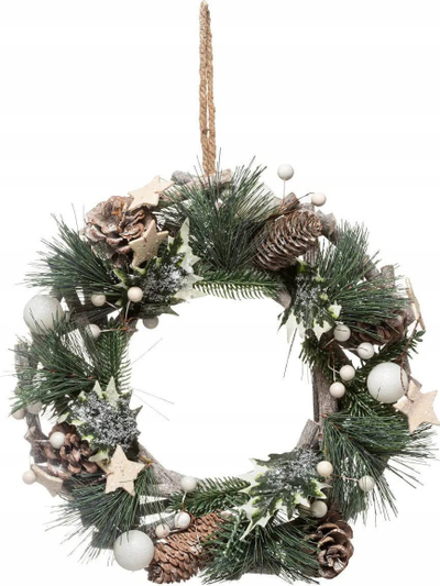 Kurorë Krishtlindjesh Feeric Lights, 32cm, dekor natyral, kafe