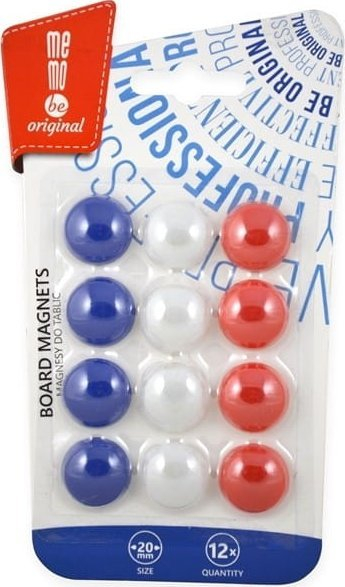 Magnetë për tabelë MemoBe MAGNETS, 20mm, set 12 copë, shumëngjyrëshe