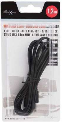 Kabllo audio Natec NKA-0538, Jack 3.5mm me Jack 3.5mm, 1.2m, e zezë
