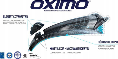 Fshirëse xhami Oximo WR309400, 400mm, xham mrapa, e zezë