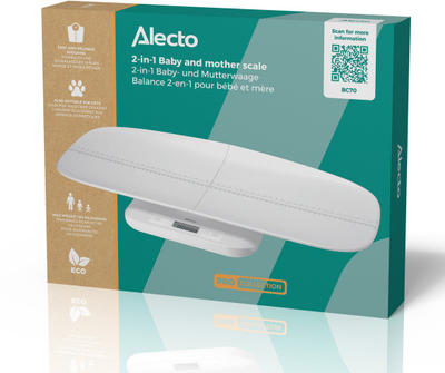 Peshore bebe Alecto 2 në 1, 150 kg, ekran dixhital, e bardhë