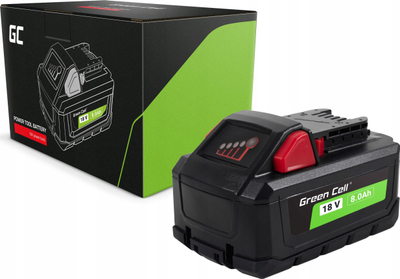 Bateri veglash Green Cell M18, 18V, 8Ah, e zezë