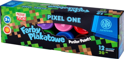 Ngjyra pllakate Astra Poster Paints Pixel, 12 ngjyra, 20 ml