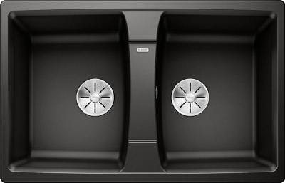 Lavabo kuzhine BLANCO LEXA 8 Silgranit, dy vaska, sistem InFino, e zezë