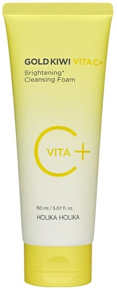 Пена за чистење лице Holika Holika Gold Kiwi Vita C Plus, осветлувачка, 150ml, жолта