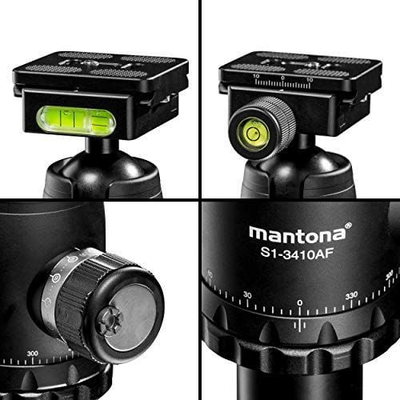 Kokë tripodi Mantona Fortress 34 Ball Head, mban deri 10 kg, alumini, e zezë