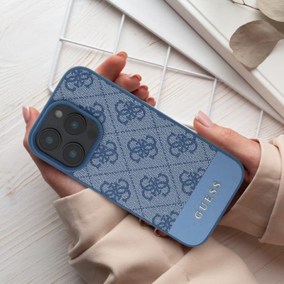 Mbrojtëse telefoni Guess 4G Stripe për iPhone 16 6.1", PU, e zezë