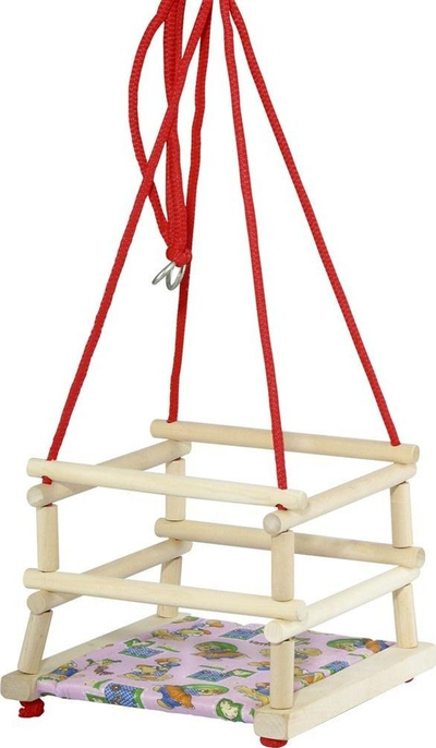 Lëkundëse druri Baczek Wooden Swing, me jastëk, deri 20kg, shumëngjyrëshe