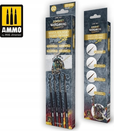 Set furçash Ammo Wargaming Universe Marta Kolinsky Figures Premium, për modele e figura, qime natyrale