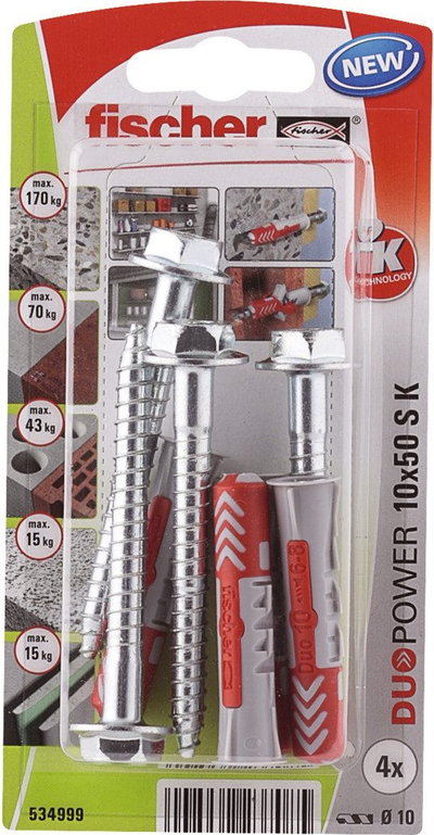Set tapa Fischer DuoPower 534999, 10x50 mm, 2 komponentë, gri