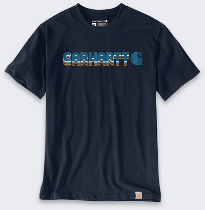 Bluzë Carhartt Irvine Layered Logo, pambuk jersey, madhësia L, blu e errët