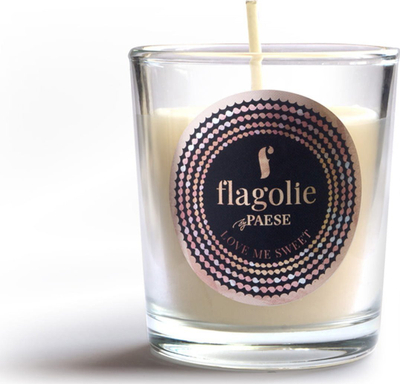 Qiri soje Flagolie Mini Love Me Sweet, 70g, me erë patchouli dhe karamel, në qelq transparent