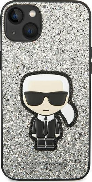 Këllëf telefoni Karl Lagerfeld Glitter Flakes Ikonik për iPhone 14 Plus 6.7", hardcase, argjendtë