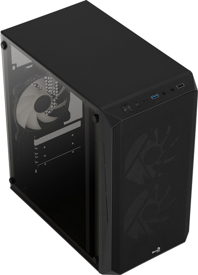 Kuti kompjuteri Aerocool CS-107 FRGB, mini tower, panel akrilik, e zezë