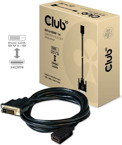 Kабел адаптер CLUB3D CAC-1211, DVI во HDMI 1.4, 2m, црн