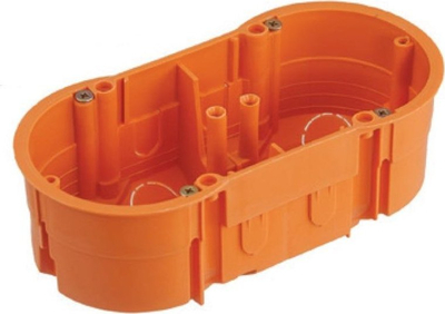 Kuti elektrike e fshehtë dyfishe PU60X2, 60mm, plastike, portokalli