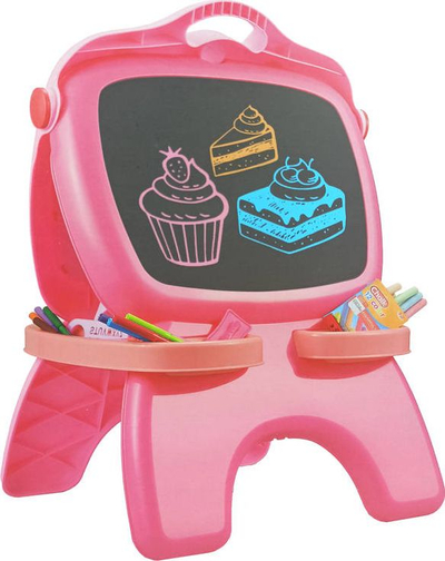 Tabla dyanshme magnetike LeanToys, me shkumësa dhe marker, rozë