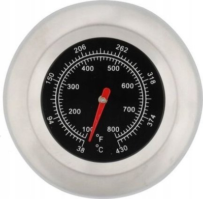 Termometër për grilë Mustang SST, 38–430°C, analog, metalik argjendtë