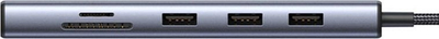 Adapter USB UGREEN CM498, hub 10 në 1, 3x USB 3.0, HDMI VGA RJ45, gri