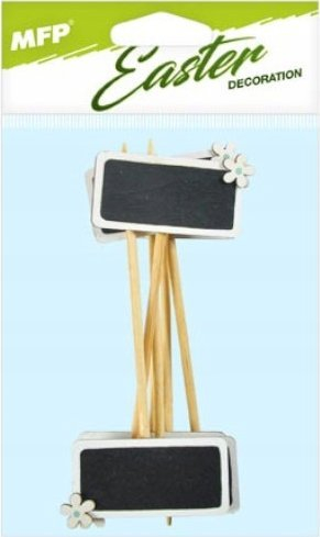 Tabla dekorative druri MFP Wooden Sign, 14 cm, set me 6 copë, të bardha
