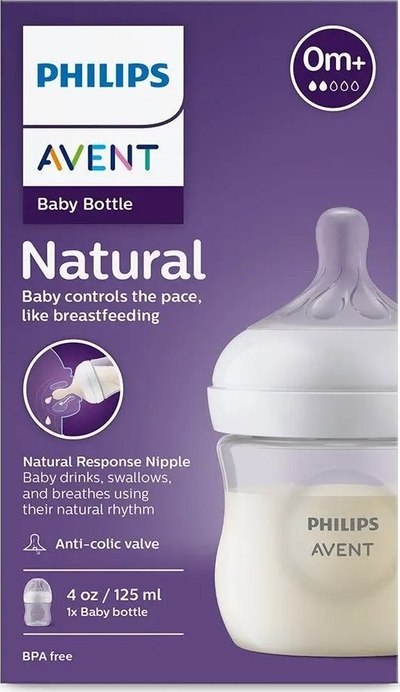 Biberon Philips Avent SCY900/01, Natural Response, 125 ml, transparent