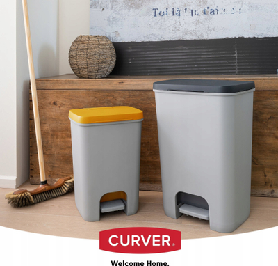 Kosh plehrash Curver ESSENTIALS, 20L, me pedale, gri me kapak portokalli