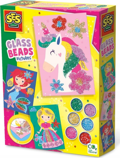 Set kreativ me rruaza qelqi SES Creative 14132 Glass Beads Pictures, shumëngjyrësh
