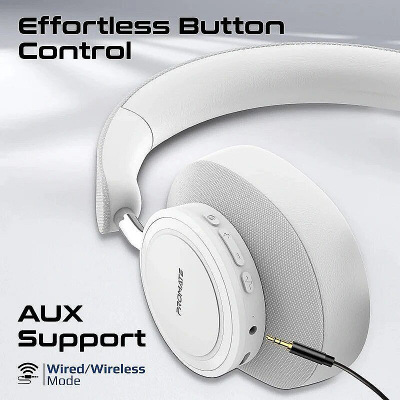 Kufje pa tela Takt Wireless, over-ear, me mikrofon, të bardha