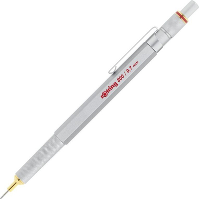 Laps mekanik Rotring 800, 0.7 mm, metal, argjendtë