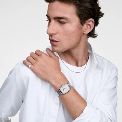 Orë dore për goca Daniel Wellington Marlon Wire Linen Silver DW00100812, e argjendtë