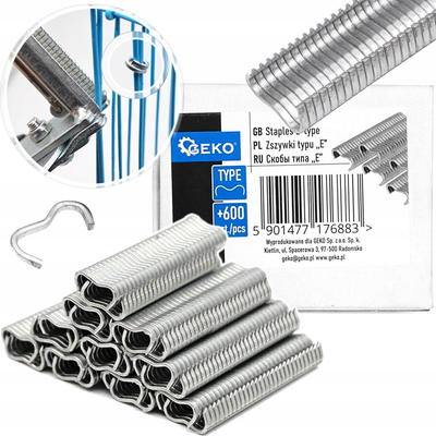 Kapsa gardhi Staples Type E, tel 2 mm, 600 copë, të galvanizuara