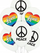 Balona Belbal Love and Peace, 30 cm, set me 6 copë, t’bardha