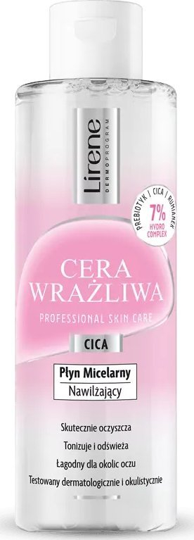Ujë micelar Lirene Sensitive Skin Cica, hidratues, për lëkurë të ndjeshme, 200 ml