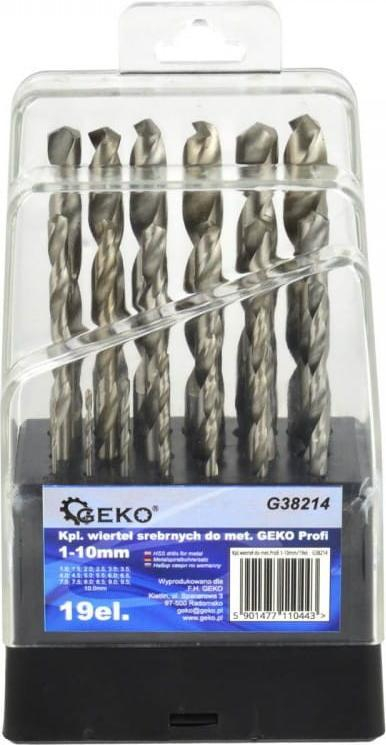 Set spiralësh për metal GEKO Premium, 19 copë, 1-10 mm