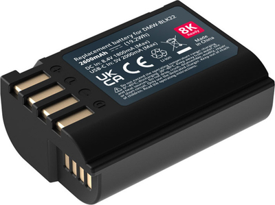 Bateri për kamerë Mathorn MB-254, në vend të Panasonic DMW-BLK22, karikim me USB-C, e zezë